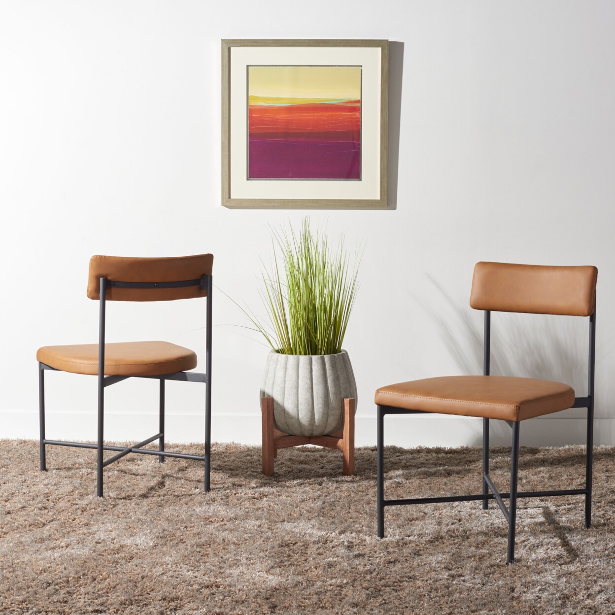 Safavieh   Archer Dining Chair Set of 2 Cognac / Black