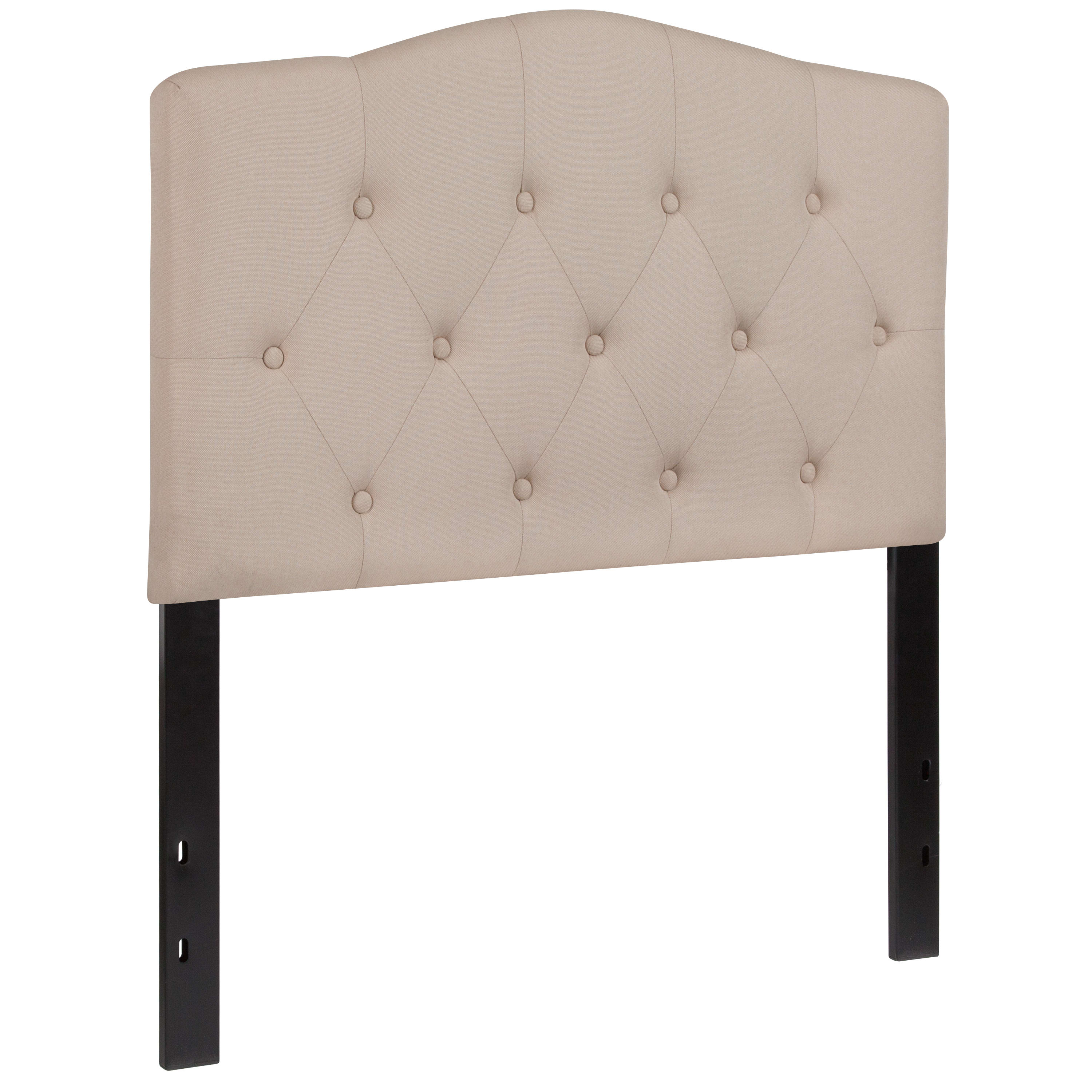 EMMA + OLIVER Queen Size Upholstered Headboard - Dark Brown Fabric With Button Tufted Design