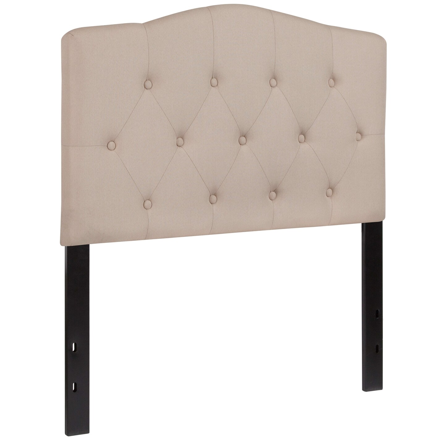 EMMA + OLIVER Queen Size Upholstered Headboard - Dark Brown Fabric With Button Tufted Design