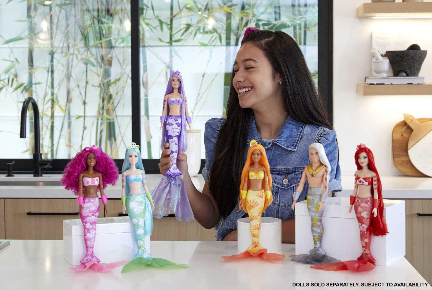 Barbie Color Reveal Doll &#x26; Accessories, Rainbow Mermaid Series, 7 Surprises, 1 Mermaid Barbie Doll (Styles May Vary)