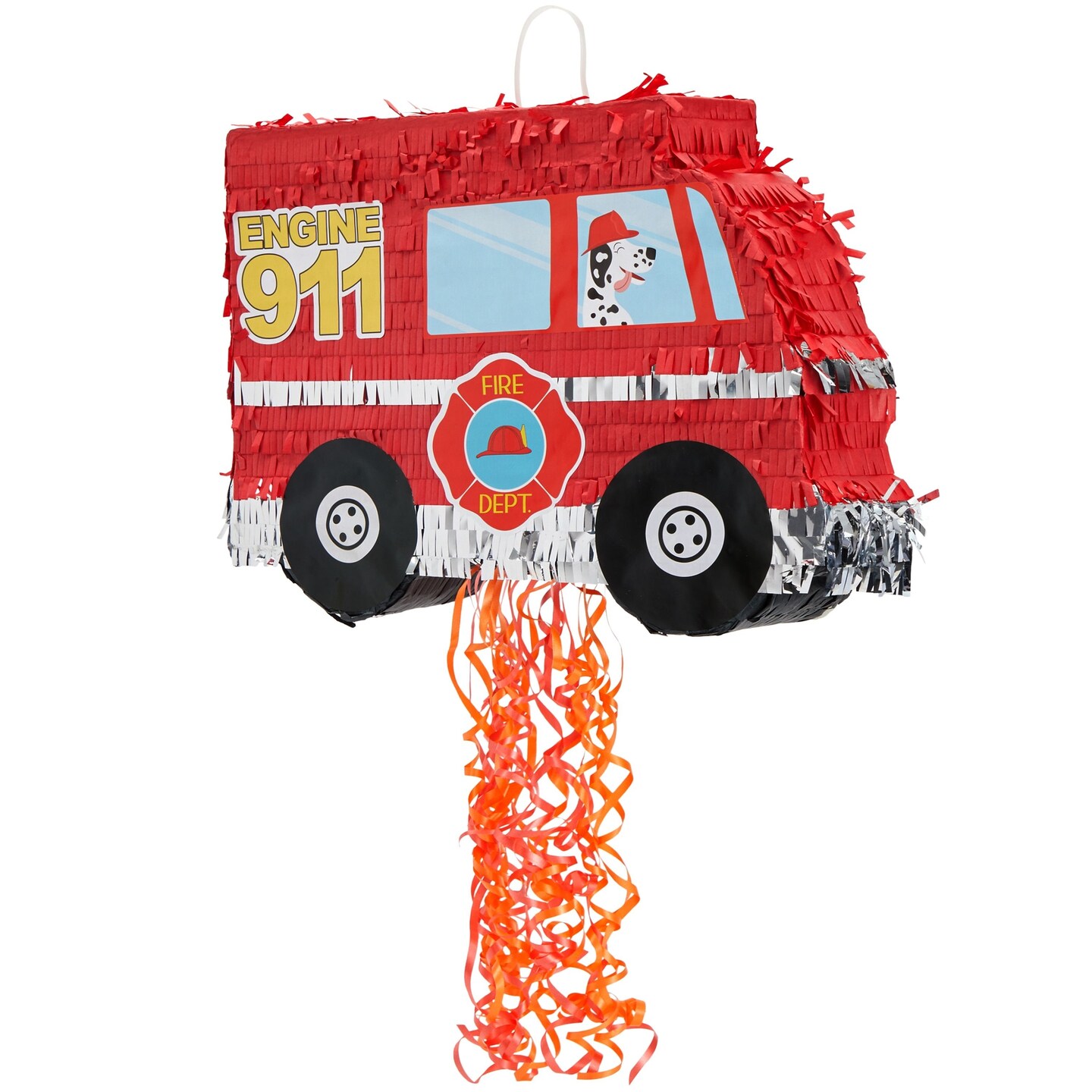 Small Pull String Fire truck Pinata for Birthday Party Decorations