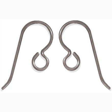 Niobium Ear Wire with Open Loop Grey Finish by TierraCast (1 Pair of Earrings)