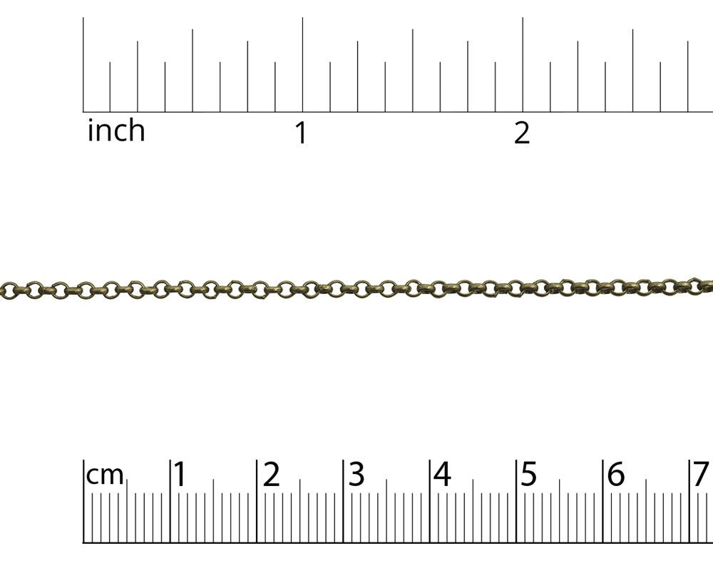 JewelrySupply 2mm Antique Brass Plated Rolo Chain (Priced per Foot)
