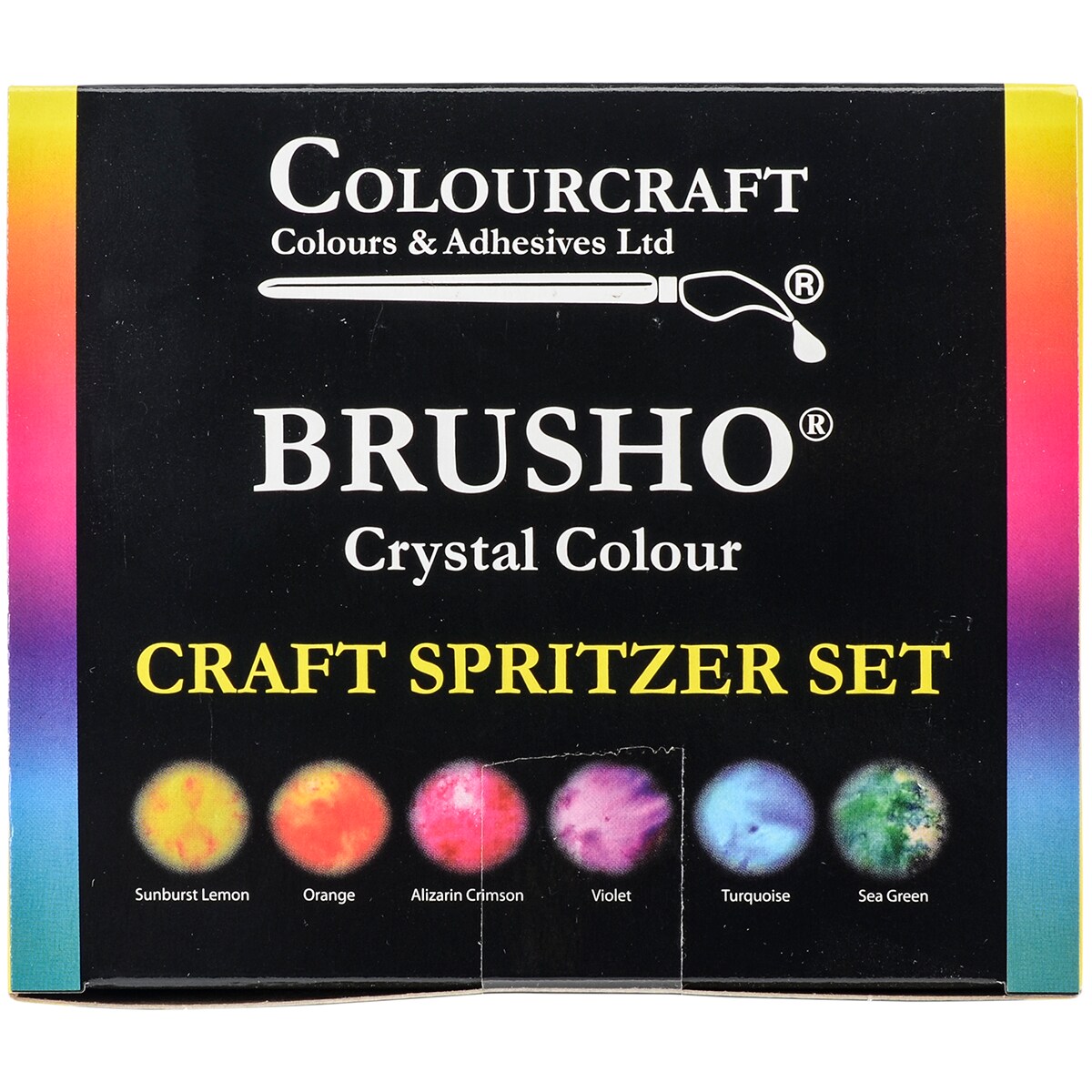 Brusho Crystal Colours Craft Spritzer Set 6/Pkg-Assorted Colors