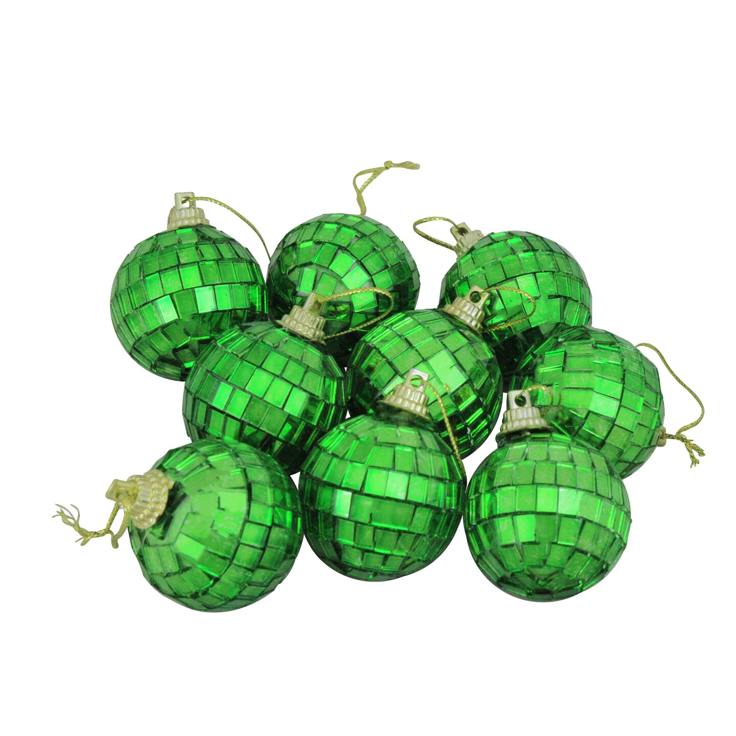 Northlight 9ct Green Mirrored Disco Ball Christmas Ornaments 1.5&#x22; (40mm)
