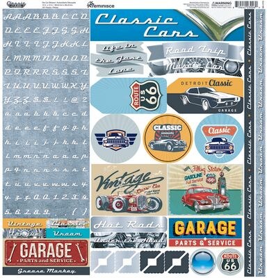 Reminisce Classic Cars 12x12 Alpha Stickers