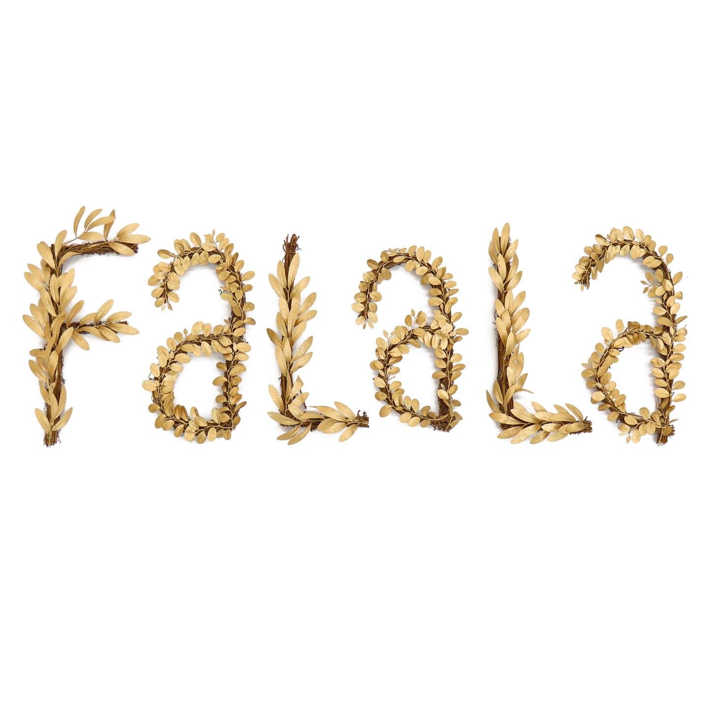HGTV Home Collection by National Tree Company Christmas Wall Decoration, Fa La La , Individual Letters, Brown Twig, Beige Leaves, 7 Inch