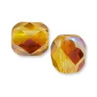 Czech Fire Polished Glass Round Beads 4mm Topaz AB (Package of 10)
