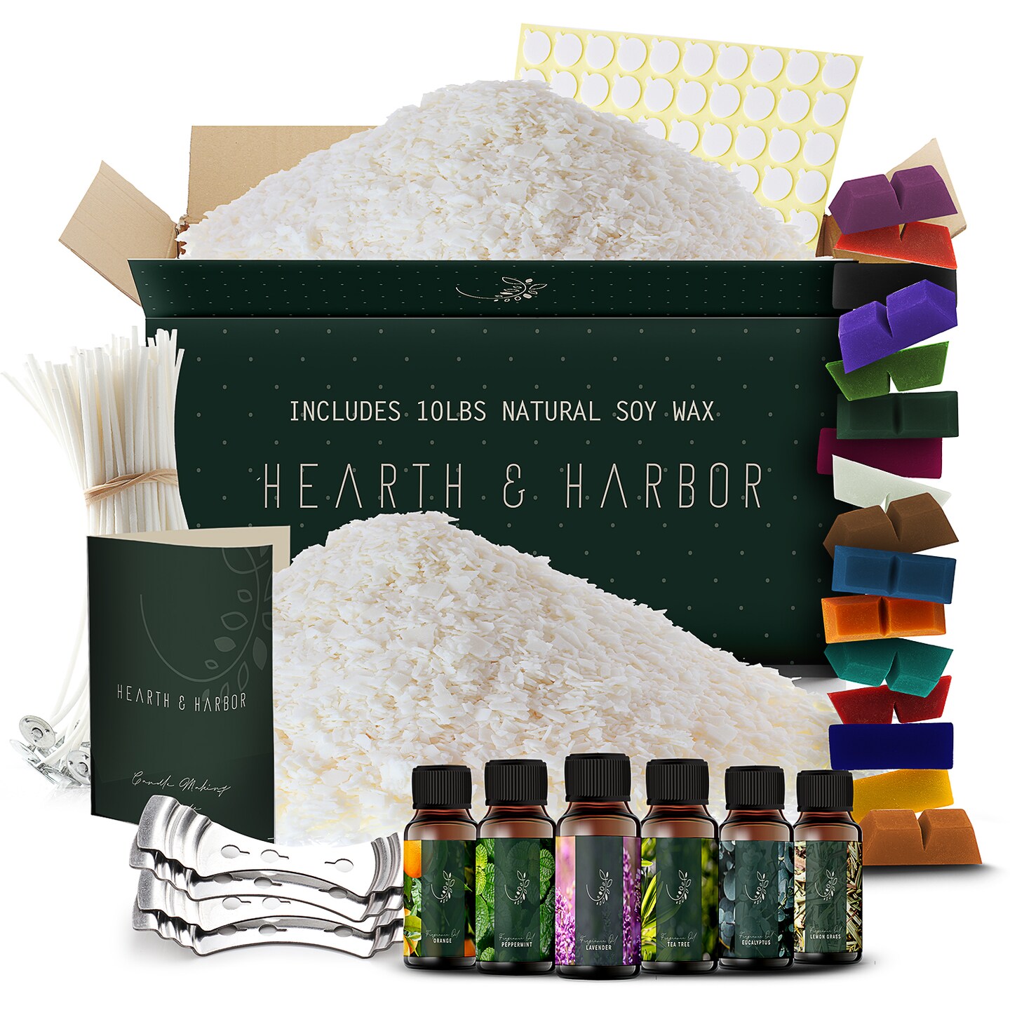 Hearth & Harbor Natural Soy Candle Wax for Candle Making with DIY Candle  Making Supplies, 10 lbs Soy Wax Flakes with Accessories