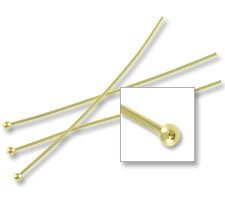 Head Pin with 2mm Ball 2&#x22; 22 gauge Gold Plated (4-Pcs)