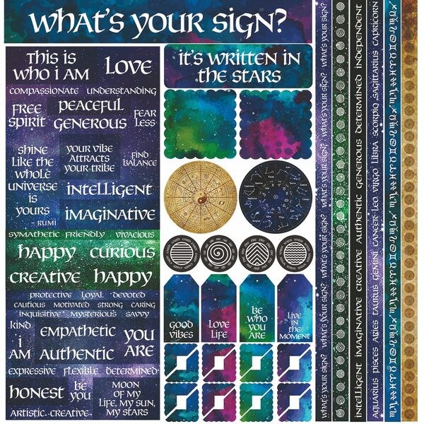 Reminisce Whats Your Sign? 12x12 Multi Stickers