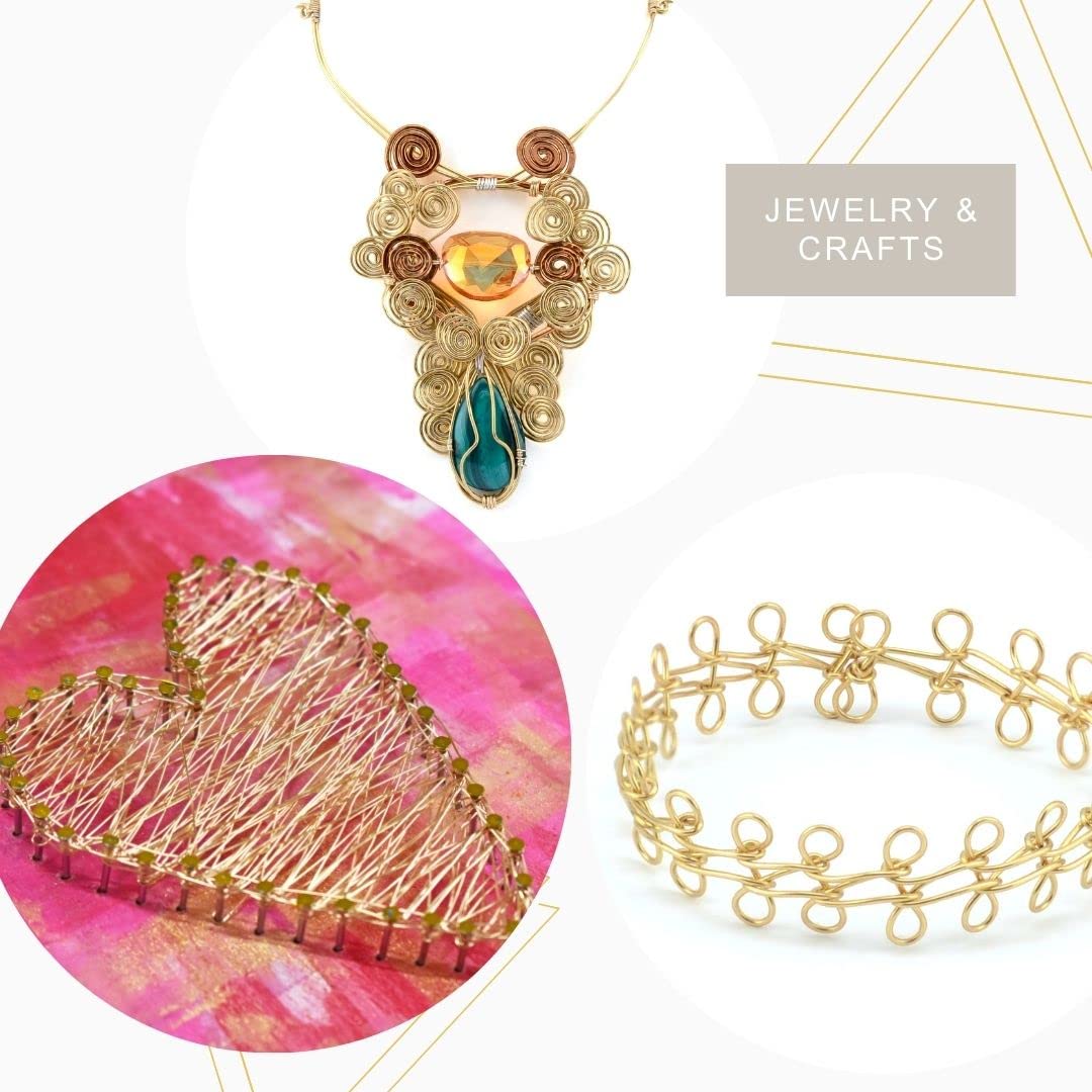 Artistic Wire Brass Gold Color Craft Wire - Solid Uncoated 26 Gauge Wrapping Jewelry Making & Crafting Wire