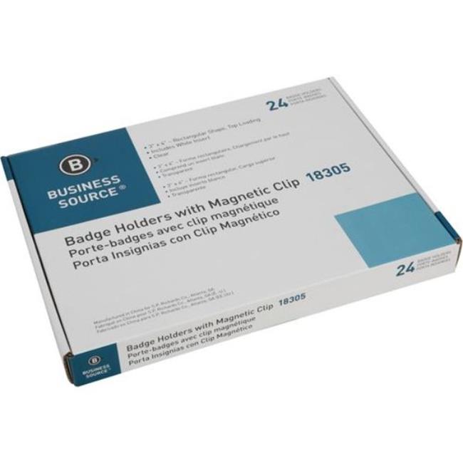 Business Source 3 x 4 in. Holder Magnetic Name Badges, White - Pack of 24