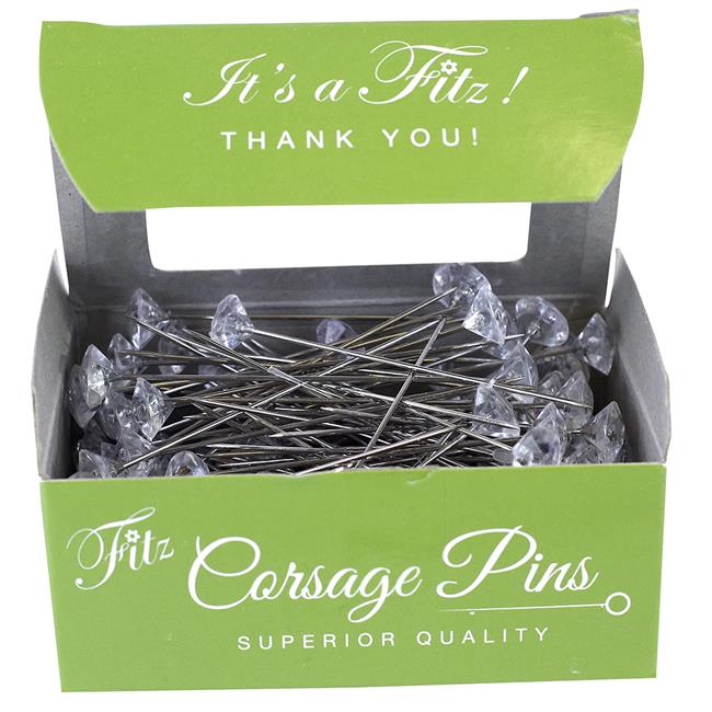 Reliant Ribbon FT-MA1112-CL-U 2 in. Corsage Pins with Diamond RD Head Box&#x26;#44; Clear - 144 Piece