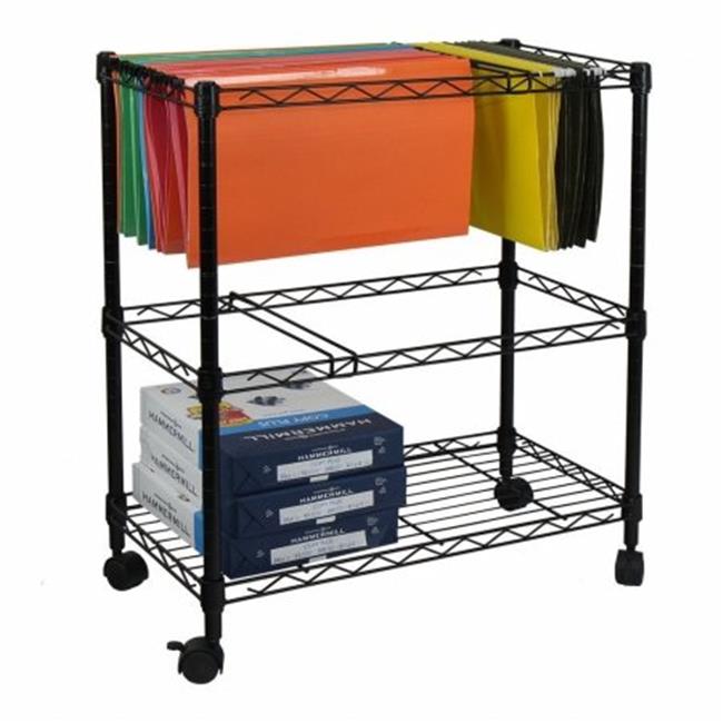 Oceanstar  Portable 2-Tier Metal Rolling File Cart- Black