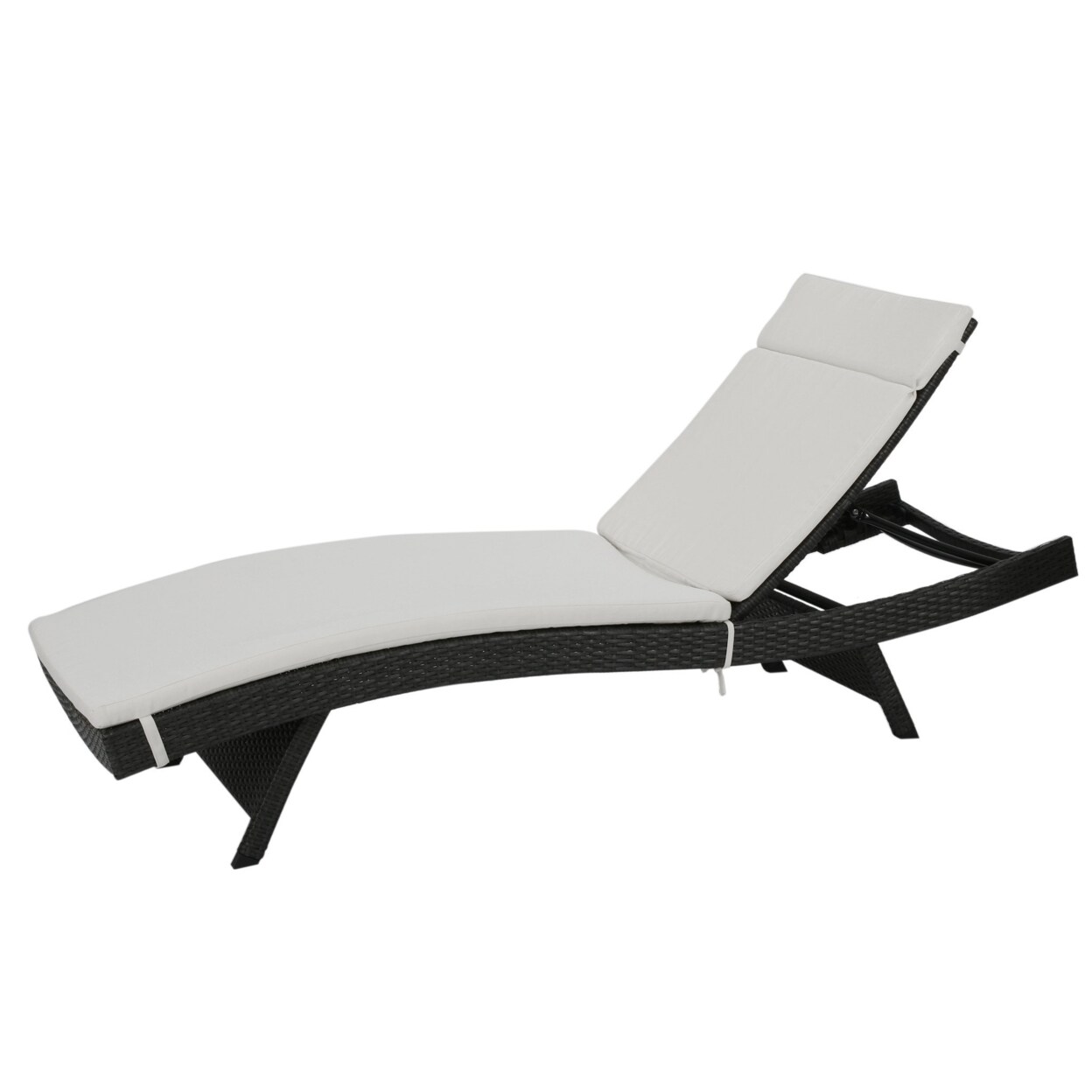 GDF Studio Nassau Outdoor Grey Wicker Adjustable Chaise Lounge with Ivory Cushion Michaels