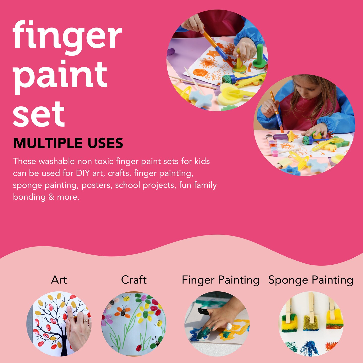 3 PACK - Incraftables Kid Paint Set. Non Toxic Finger Paint for