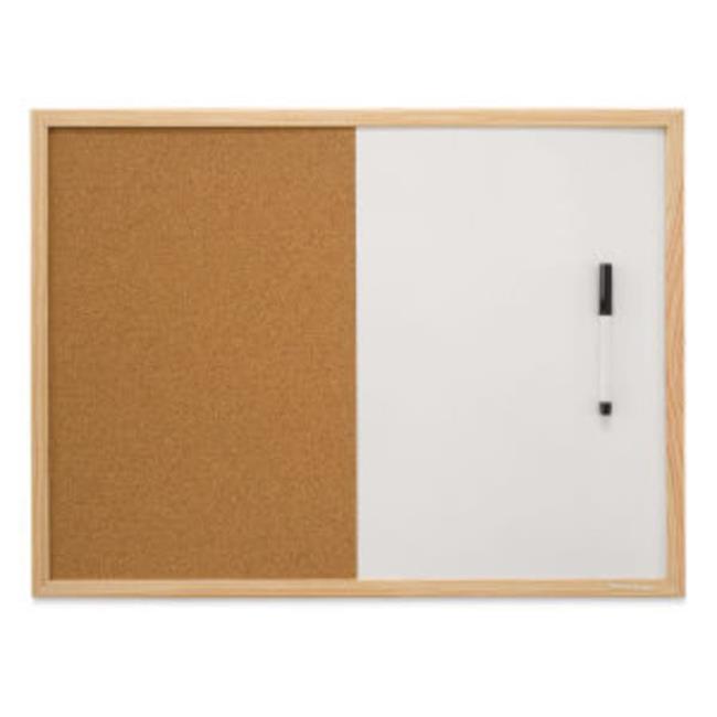 Bi-Silque  18 in. x 24 in. Pine Frame MasterVision Combo Cork &#x26; Dry-Erase Board