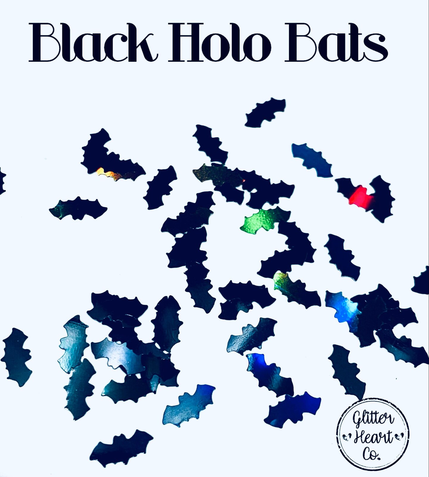 Polyester Glitter - Black Holo Bats Glitter Shape by Glitter Heart Co.&#x2122;