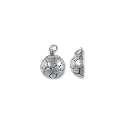 Soccer Ball Charm for Jewelry Making - 13mm Sterling Silver (1-Pc)