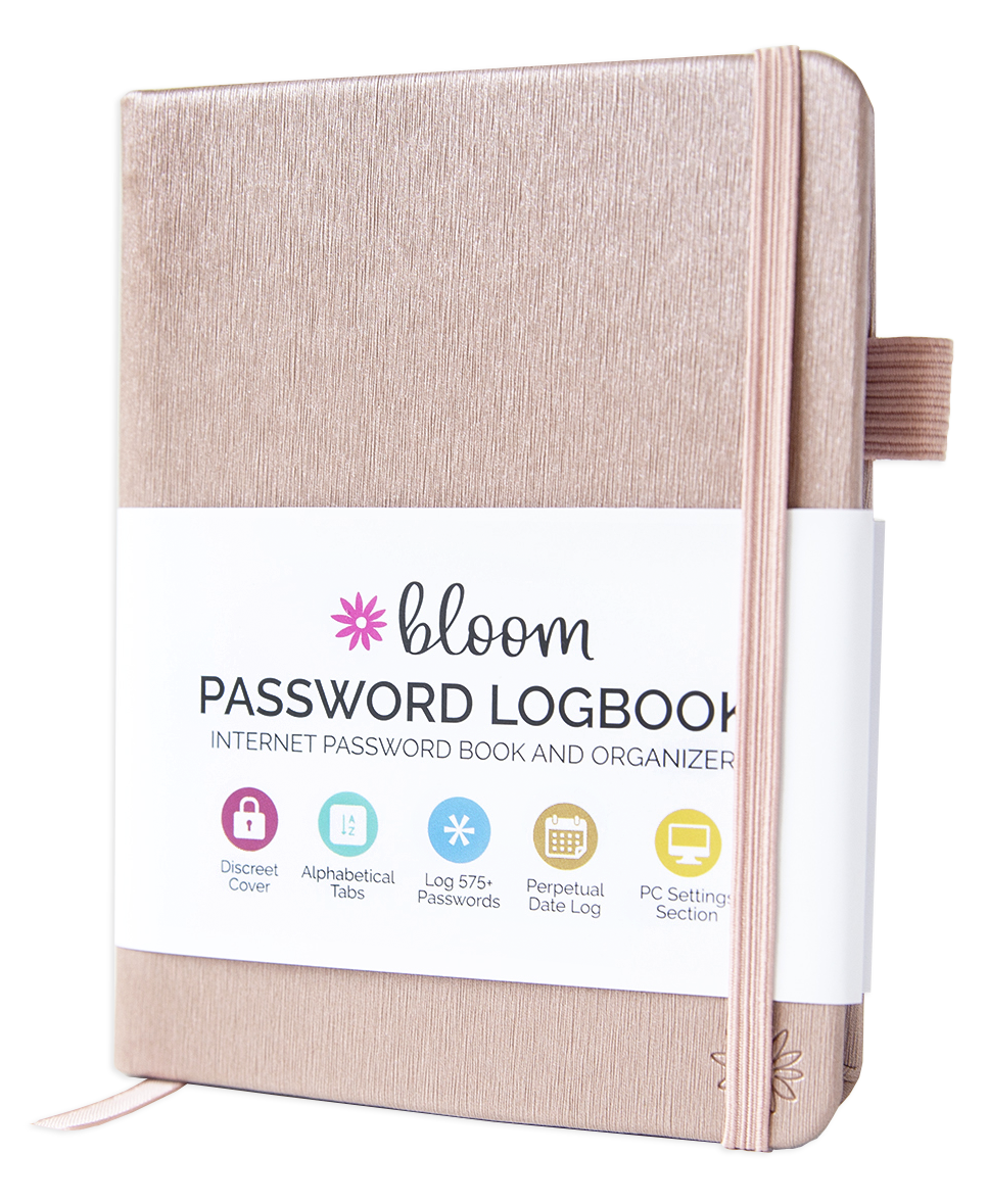 bloom daily planners Password Logbook, 4&#x22; x 5.5&#x22;, Rose Gold