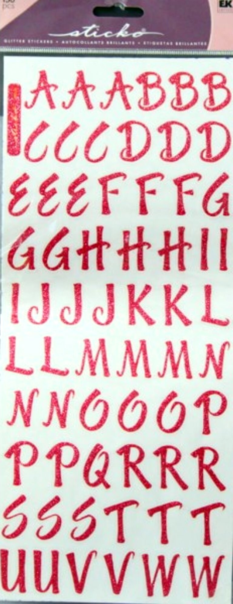 Sticko Hot Pink Glitter Alphabet Scrapbook Sticker Set