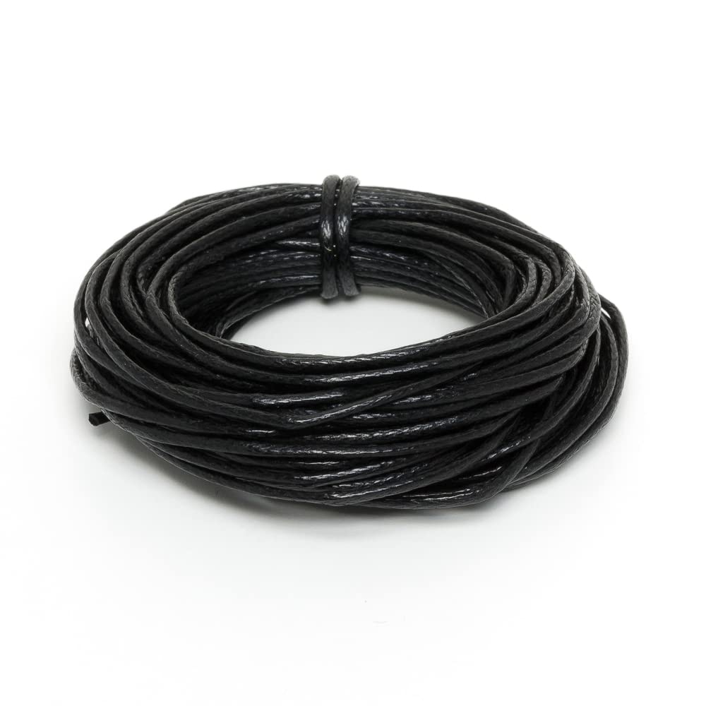 Griffin Waxed Cotton Cord 2mm Black (5 Meters)
