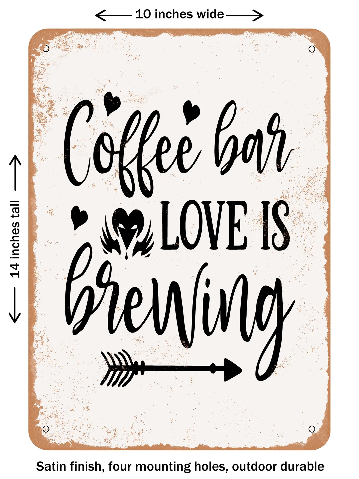 DECORATIVE METAL SIGN - Coffee Bar Love is Brewing - Vintage Rusty Look