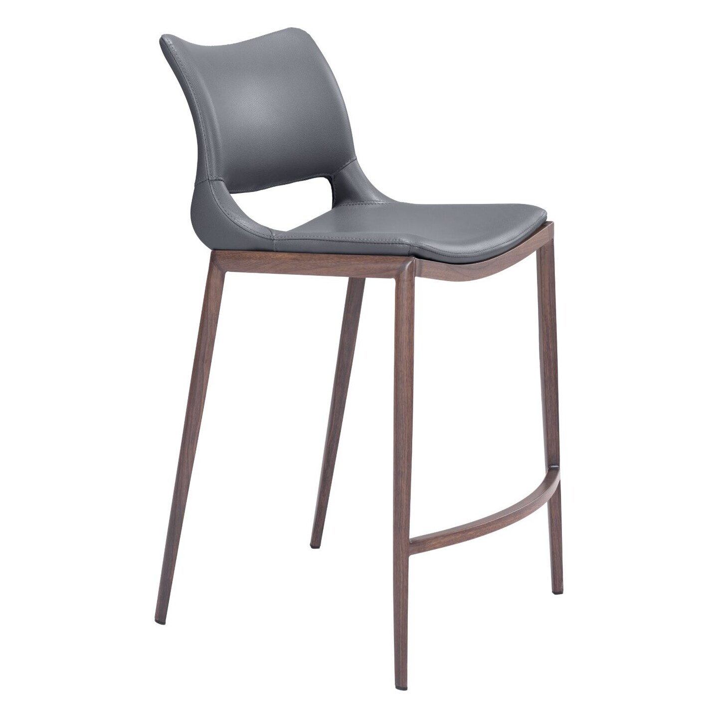 Modern Home 37.25&#x22; Gray and Brown Upholstered Stackable Counter Chair