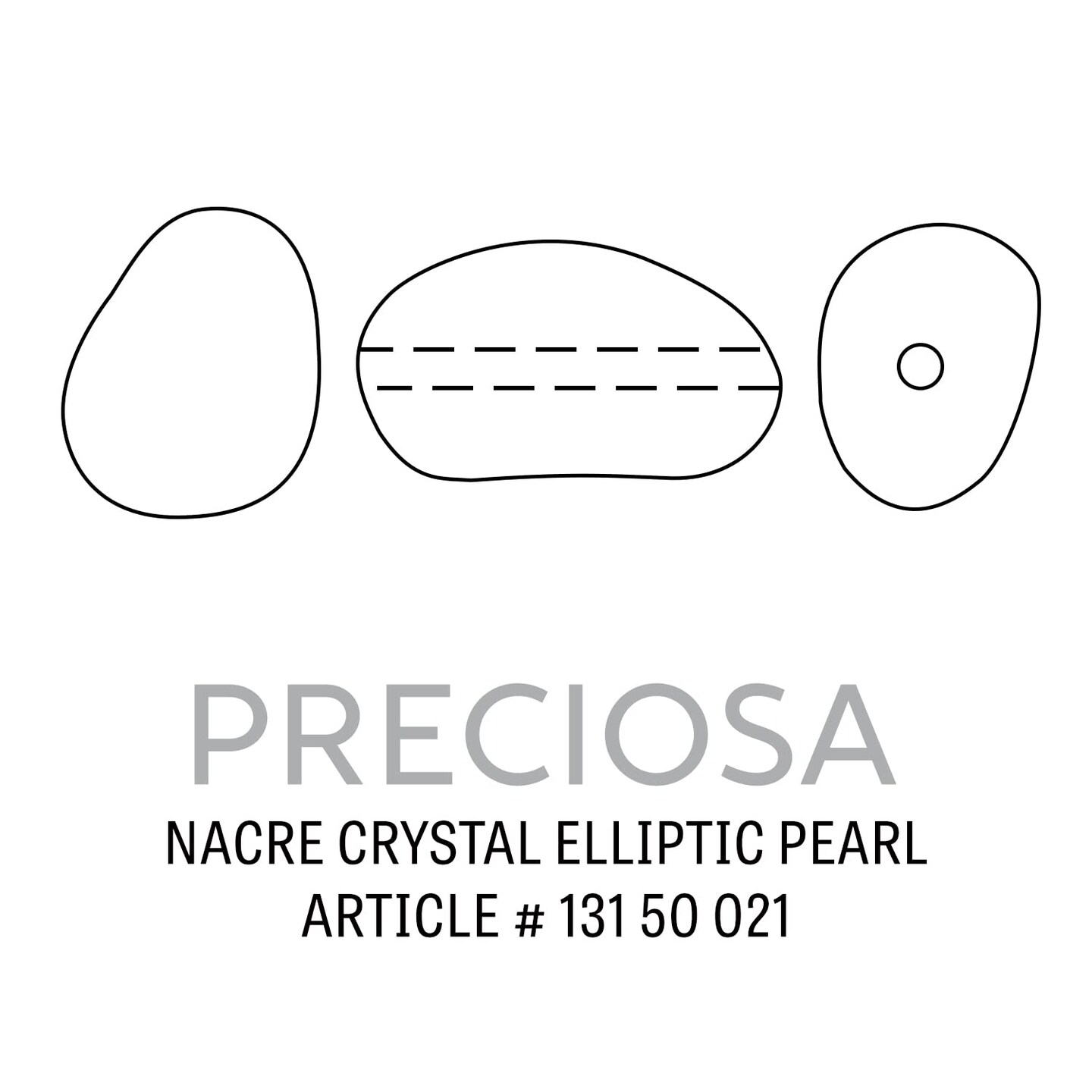 Preciosa Crystal Nacre Elliptic Pearl 11x9.5mm White (Package of 10)