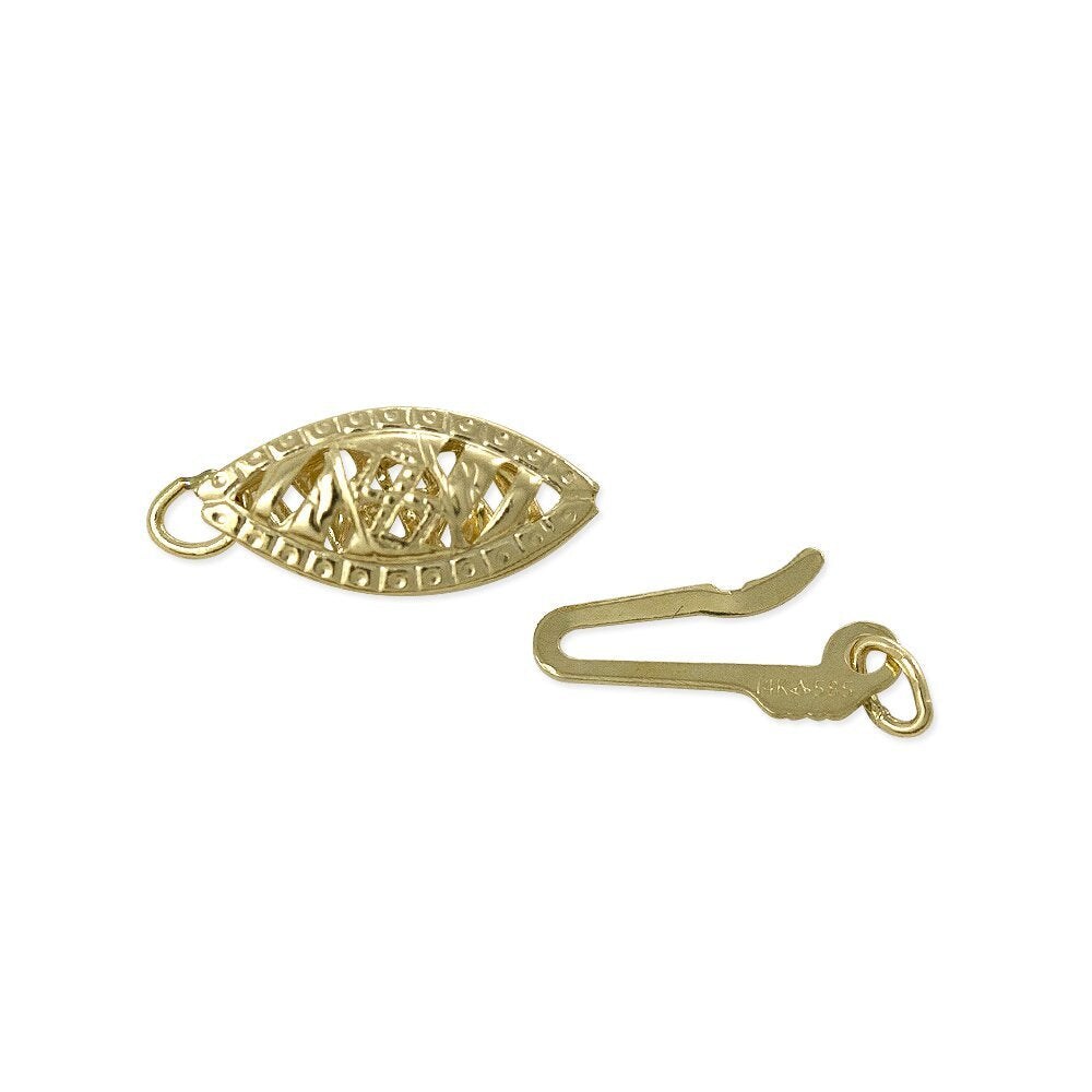 Filigree Jewelry Clasp 14 Karat Solid Yellow Gold Pearl Clasps