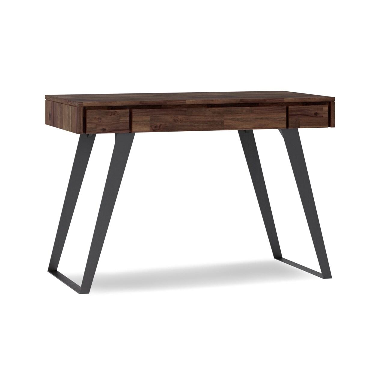 Simplihome Lowry Solid Wood And Metal Modern 44"Office Desk, Writing Table