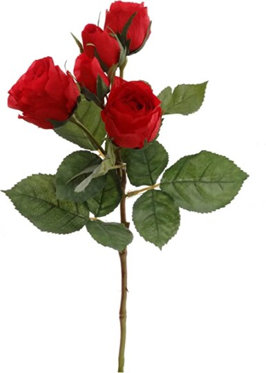 Red Rose Spray - 48-Pack, 5 Lifelike Silk Flowers Per Stem, Elegant Floral Décor, Perfect for Arrangements, Events & Home - Ideal for All Seasons, Floral Home by Artificial Flowers