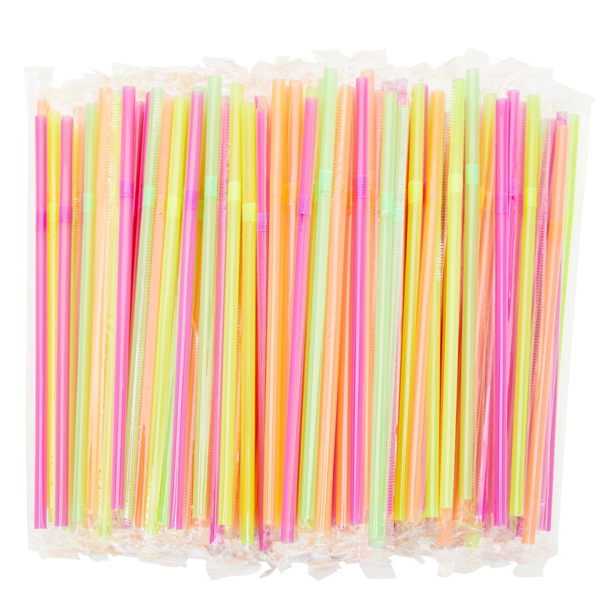 500 Pieces Neon Plastic Flexible Drinking Straws Bulk, Bandable Disposable  Individually Wrapped, Yellow and Pink (7.75 In )