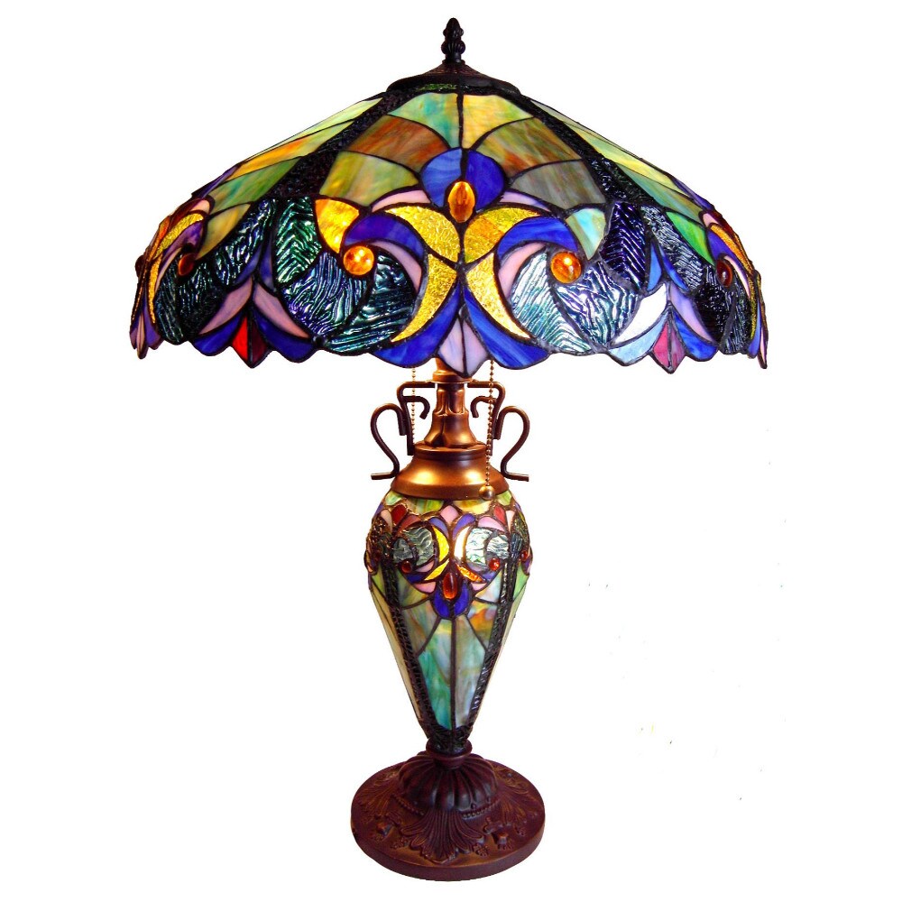 CHLOE Lighting LIAISON Tiffany-style 3 Light Victorian Double Lit 18" Table Lamp Shade