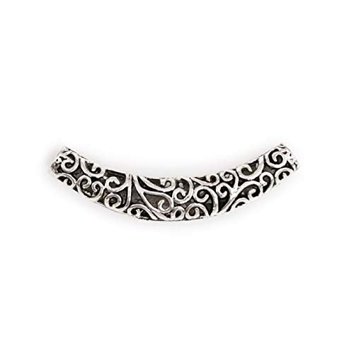 Curved Pewter Tube Bead 66x11mm