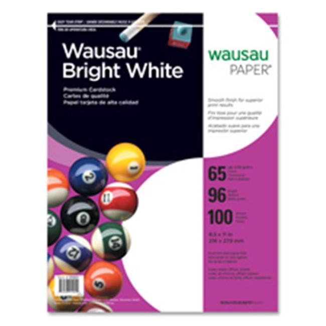 Wausau Papers Cardstock Paper- 65 lb.- 8.5 in. x 11 in.- 100-PK- White