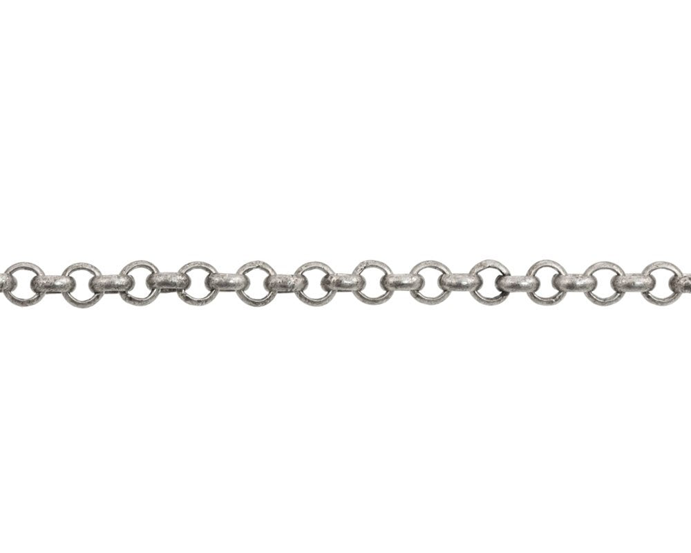 JewelrySupply 3.5mm Antique Silver Plated Rolo Chain (Priced per Foot)