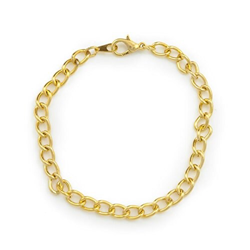 Curb Chain Charm Bracelet 7.5&#x22; Gold Plated