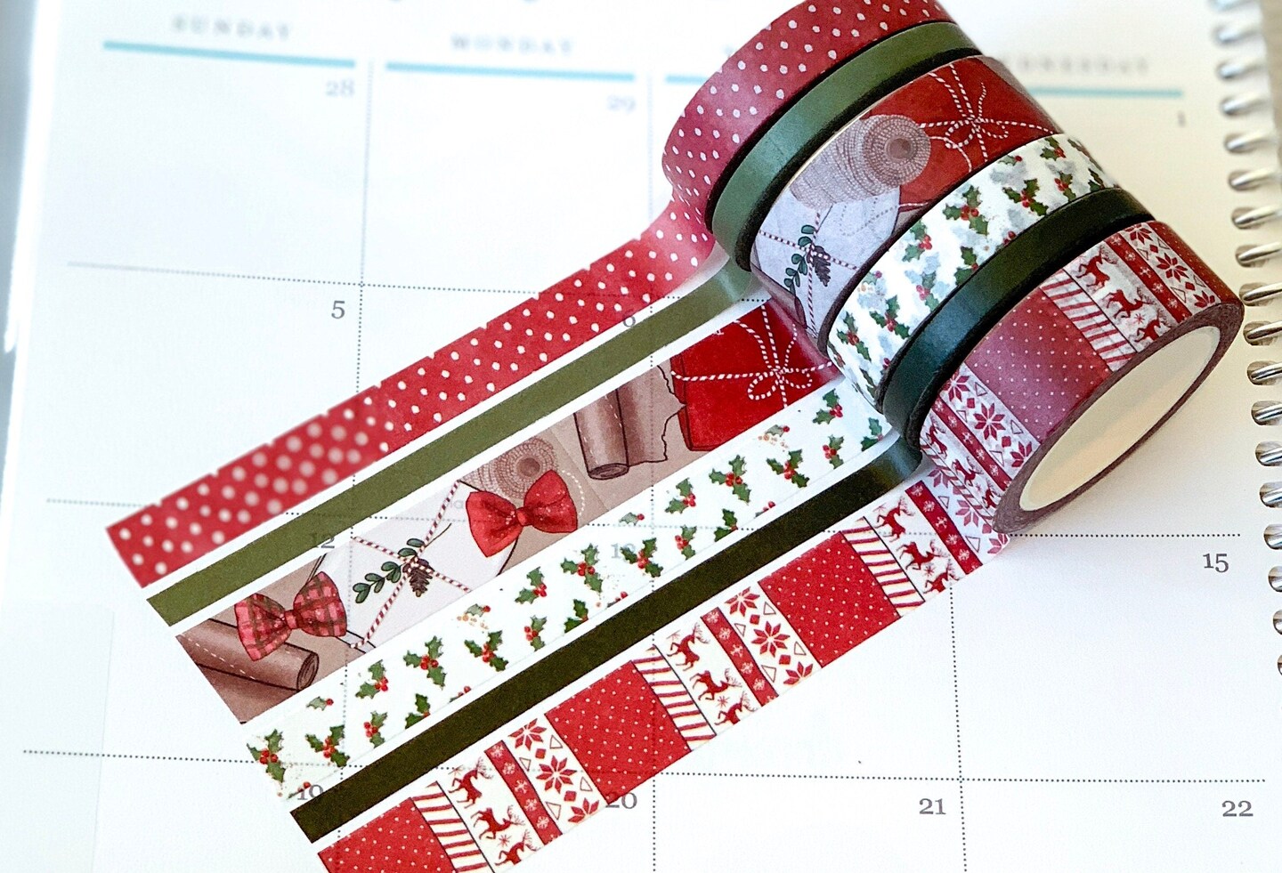 Christmas Presents Red &#x26; Green Holiday Washi Tape Set (#W003)