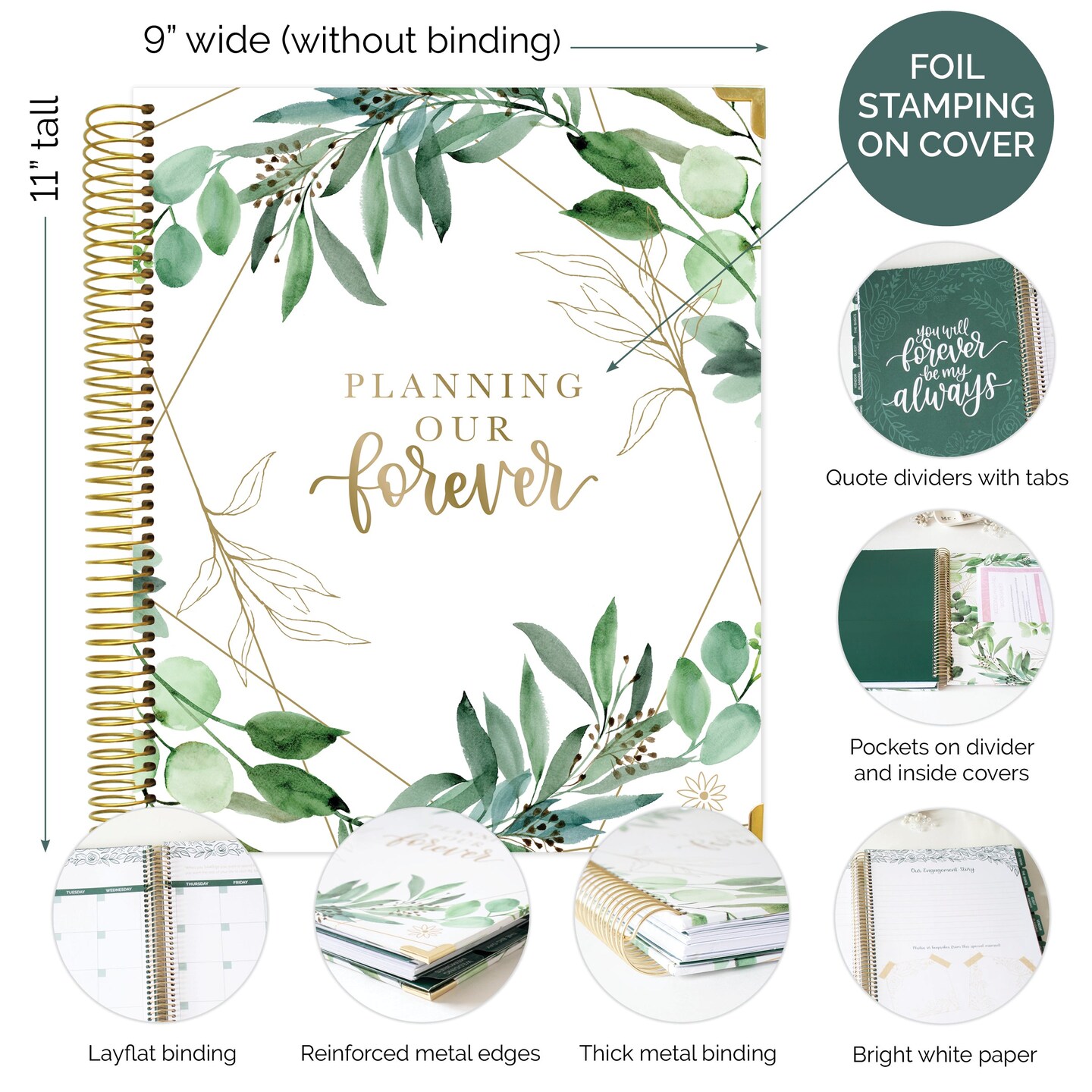 bloom daily planners Wedding Planner &#x26; Calendar, 9&#x22; x 11&#x22;, Planning Our Forever