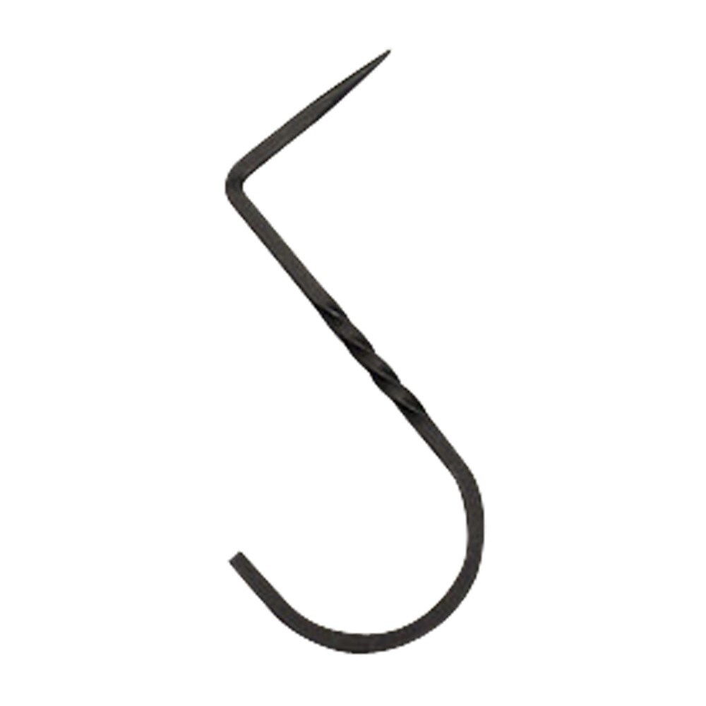 Village Wrought Iron Square Drive In Wall Hook with J Shaped Twisted Design, Black