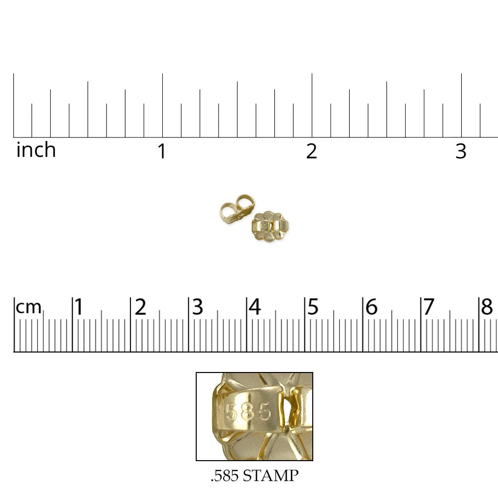 JewelrySupply Ear Back Heavy 14 Karat Solid Yellow Gold (1 Pair of 14KT Gold Earring Backs)