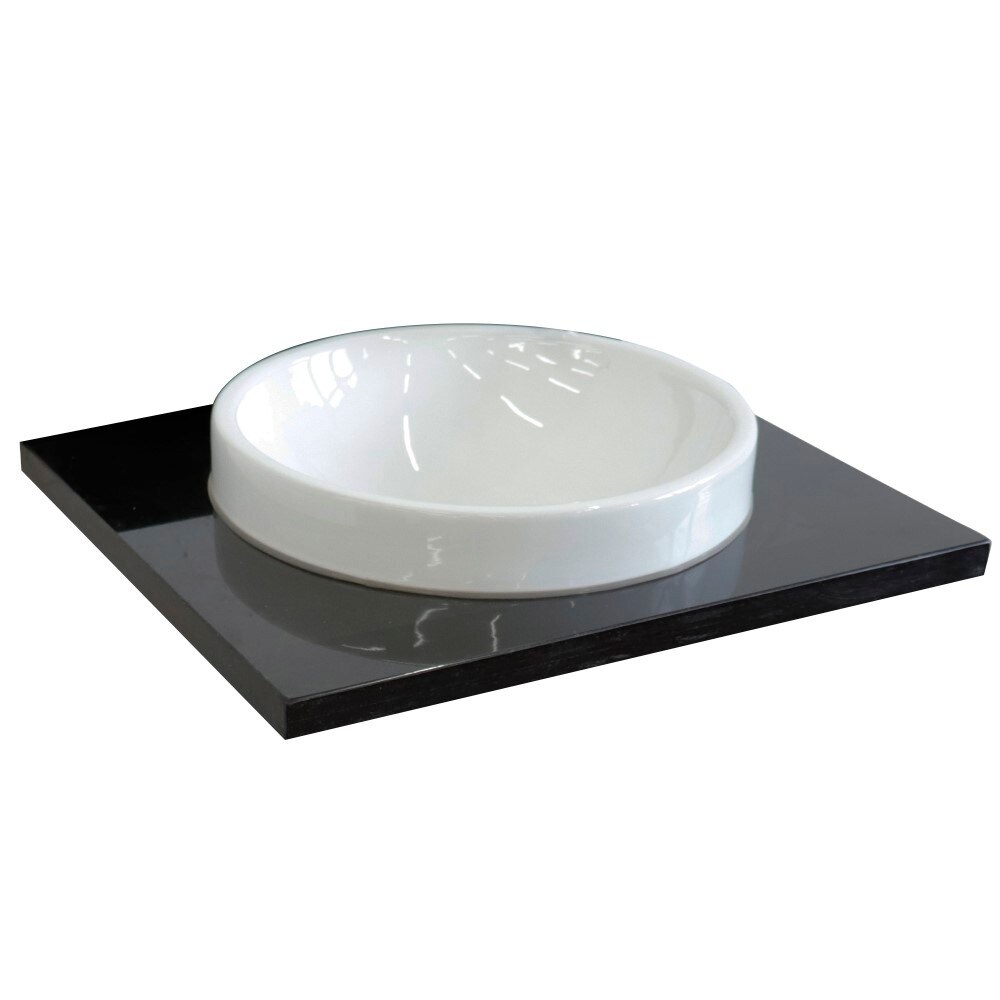 Bellaterra Home 25&#x22; Black galaxy countertop and single round sink