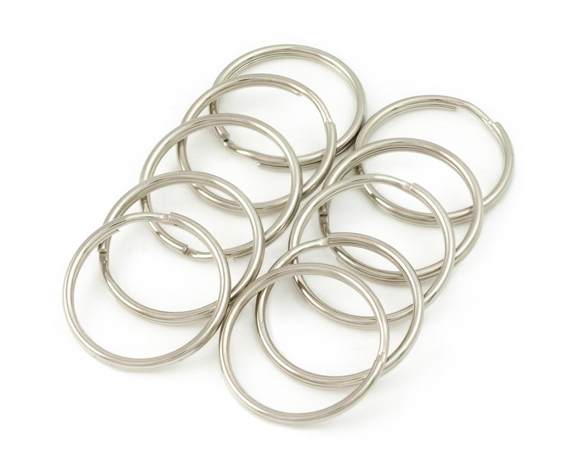 JewelrySupply Key Rings 32mm Split Ring Silver Color (Package of 10)