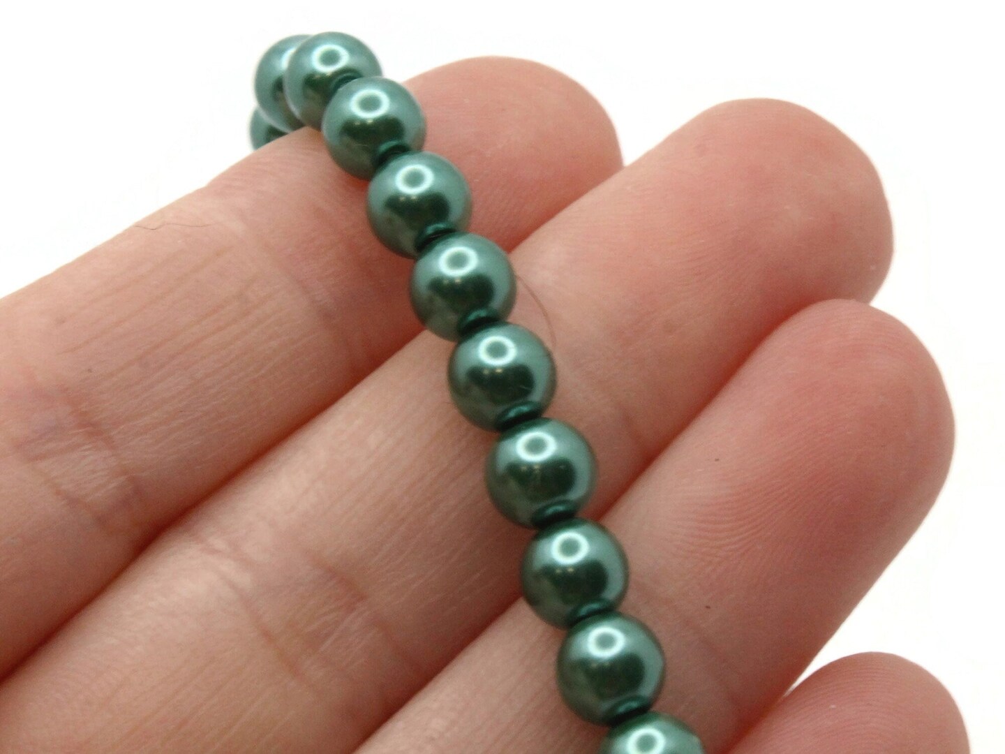 72 6mm Green Round Glass Pearl Beads