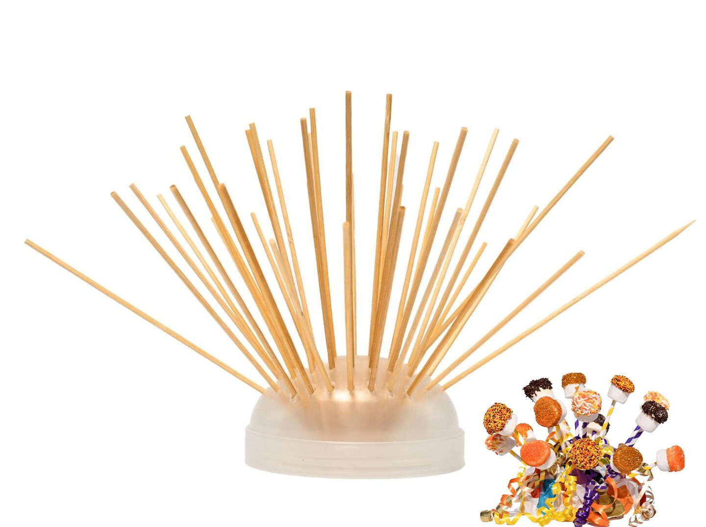 Skewer Food Server - The Dome Includes100 All Natural Bamboo Skewers to display bite-sized fruits, vegetables, meats, cheese, desserts, and other appetizers.