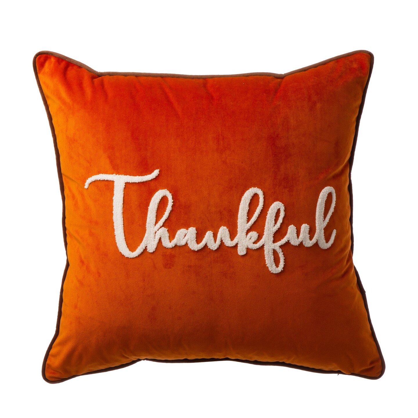 Glitzhome 20&#x22; White and Orange &#x27;Thankful&#x27; Throw Pillow Cover