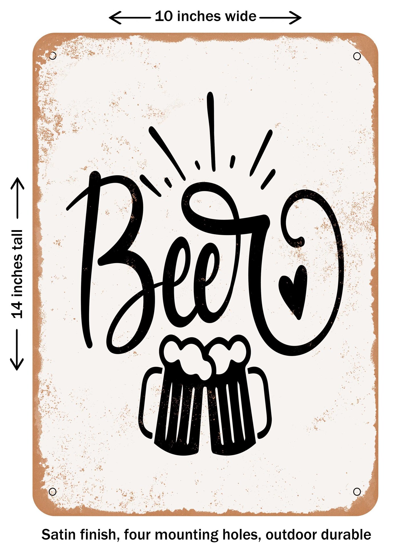 DECORATIVE METAL SIGN - Beer  - Vintage Rusty Look