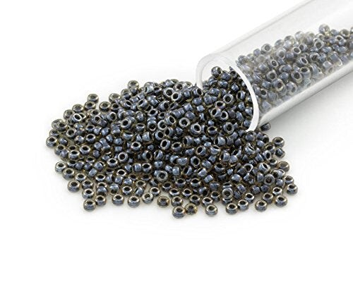 Miyuki Round Rocaille Seed Bead 15/0 Color Lined Dark Warm Grey